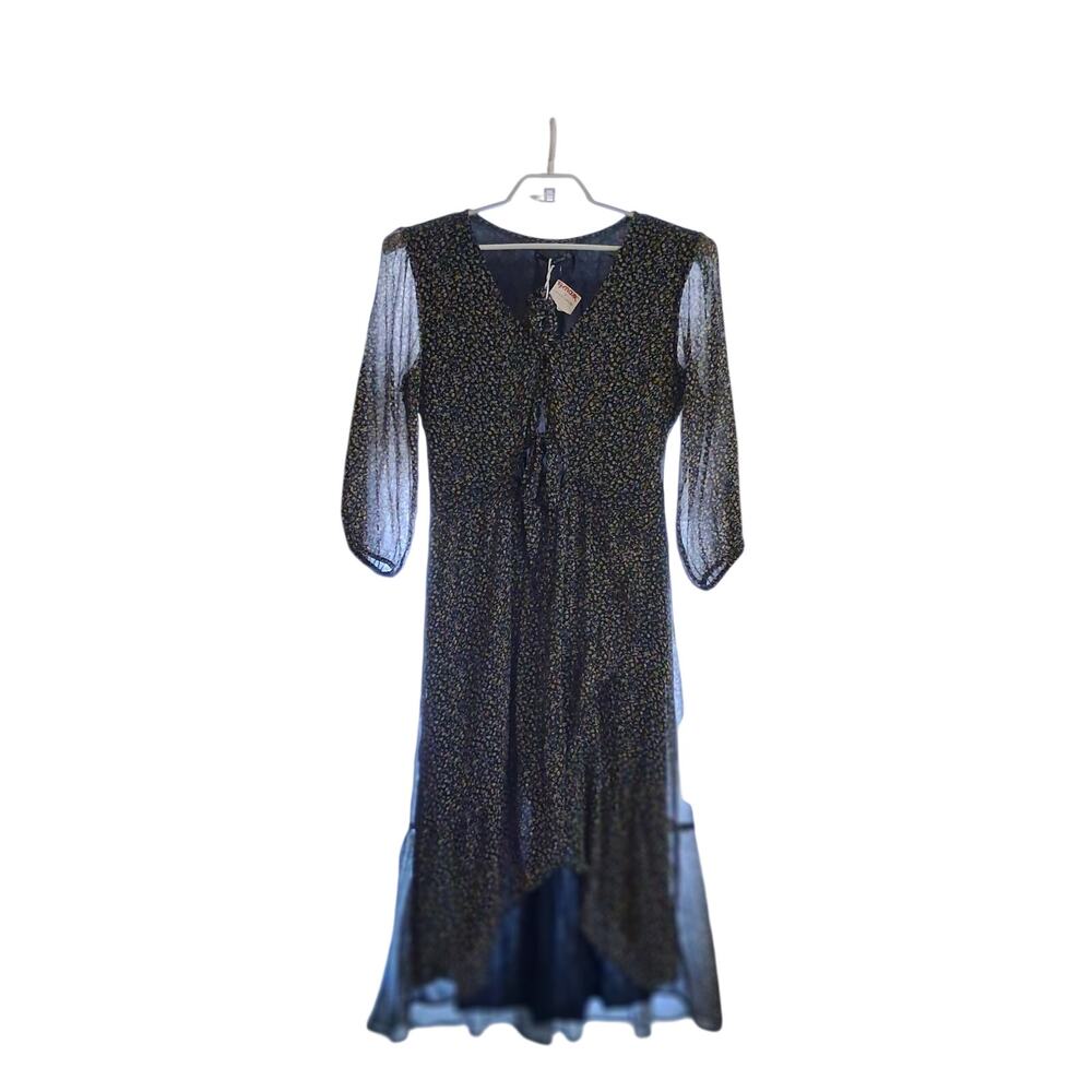 Abercrombie & Fitch nwt midi hi lo dress womens XL + hair tie navy floral fall